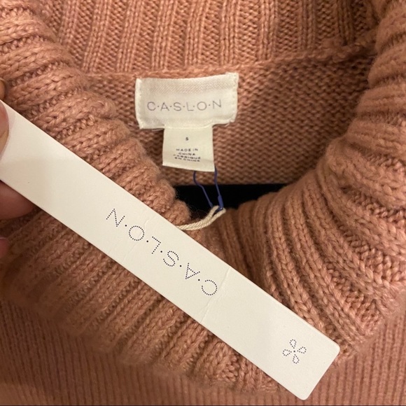 Caslon Blush Coral Cowl Turtleneck Sweater Textured Ribbed Knit Women Small - Picture 7 of 9